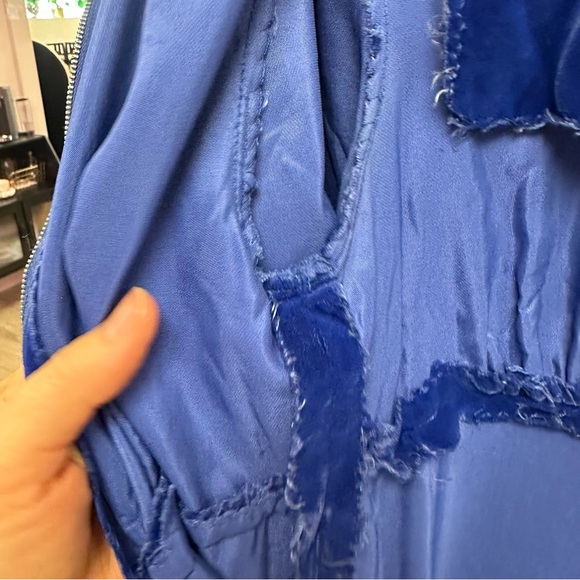 Vintage blue velvet romantic maxi dress - Picture 7 of 14